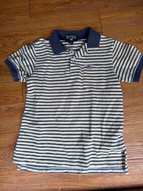 Polo by Ralph Lauren Navy and Cream Striped Polo Shirt